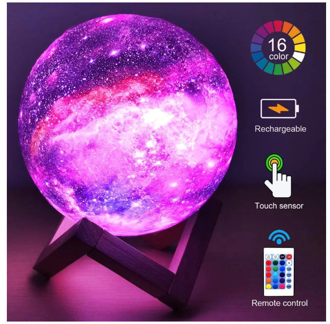 3D Galaxy Moon Lamp